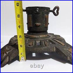 Antique German Christmas Tree Stand Vintage Holiday Cast Iron Base Gold Accents