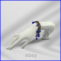 Antique German Cobalt Blue Glass Charm Bracelet Antique Fashion Charm Bracelet