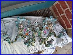 Antique German Cross Swords Mark Porcelain Cherub Flowers 3 Arm Wall Sconce Set Antique German Cross Swords Mark Porcelain Cherub Flowers 3 Arm Wall Sconce Set