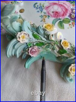 Antique German Cross Swords Mark Porcelain Cherub Flowers 3 Arm Wall Sconce Set Antique German Cross Swords Mark Porcelain Cherub Flowers 3 Arm Wall Sconce Set