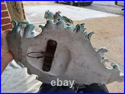 Antique German Cross Swords Mark Porcelain Cherub Flowers 3 Arm Wall Sconce Set Antique German Cross Swords Mark Porcelain Cherub Flowers 3 Arm Wall Sconce Set