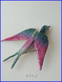 Antique German DRESDEN Christmas Ornament Flying Bird 4in
