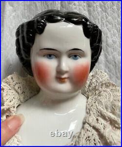 Antique German Dark Haired China Head Doll Large 25 Kister