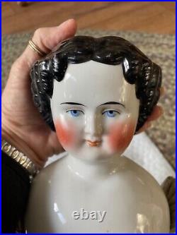 Antique German Dark Haired China Head Doll Large 25 Kister