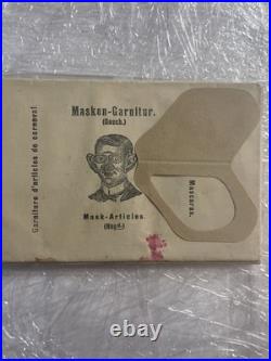 Antique German Die Cut Mask Set Masken Garnitur Carnival Halloween Orig Pkg Vtg