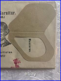 Antique German Die Cut Mask Set Masken Garnitur Carnival Halloween Orig Pkg Vtg