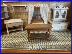Antique German Doll House Kitchen Dining Room Blue/White Room Box WithContents