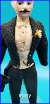Antique German Dollhouse Bisque Groom Part Of 6 Pc Wedding Party7 Tallrare