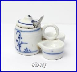 Antique German Dollhouse Blue Onion One Piece Condiment Set Miniature 1890 Antique German Dollhouse Blue Onion One Piece Condiment Set Miniature 1890