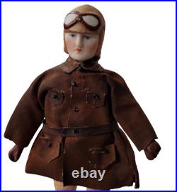 Antique German Dollhouse Doll Aviator Pilot HTF Original Jacket Molded Gloves