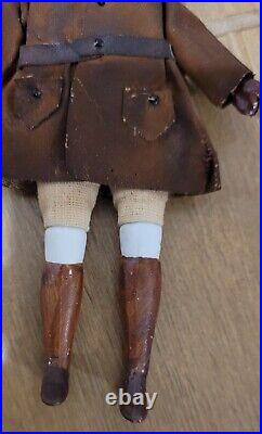 Antique German Dollhouse Doll Aviator Pilot HTF Original Jacket Molded Gloves