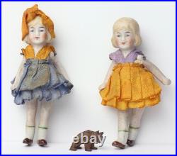 Antique German Dollhouse Dolls Sisters 1920 Original Clothing Miniatures