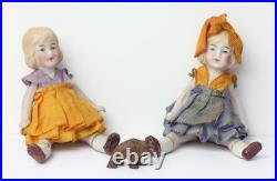 Antique German Dollhouse Dolls Sisters 1920 Original Clothing Miniatures