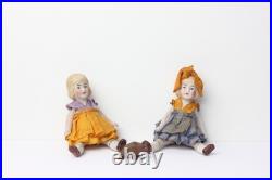 Antique German Dollhouse Dolls Sisters 1920 Original Clothing Miniatures