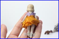 Antique German Dollhouse Dolls Sisters 1920 Original Clothing Miniatures