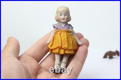 Antique German Dollhouse Dolls Sisters 1920 Original Clothing Miniatures