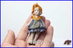 Antique German Dollhouse Dolls Sisters 1920 Original Clothing Miniatures