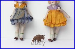 Antique German Dollhouse Dolls Sisters 1920 Original Clothing Miniatures