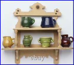 Antique German Dollhouse Erzgebirge Kitchen Wall Shelf Ceramic Pitcher Miniature