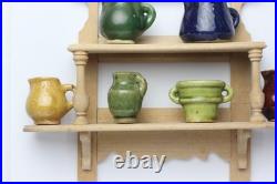 Antique German Dollhouse Erzgebirge Kitchen Wall Shelf Ceramic Pitcher Miniature