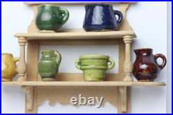 Antique German Dollhouse Erzgebirge Kitchen Wall Shelf Ceramic Pitcher Miniature