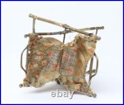 Antique German Dollhouse Gerlach Soft Metal Folding Sewing Basket Miniature