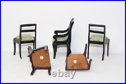 Antique German Dollhouse Kestner Black Biedermeier Parlor Set 112 Miniature