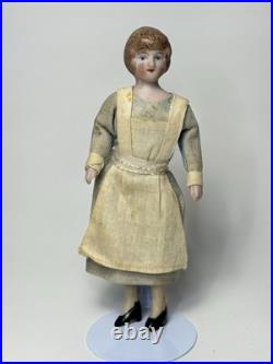 Antique German Dollhouse Miniature Maid Doll Bisque All Original 4 3/4 Antique German Dollhouse Miniature Maid Doll Bisque All Original 4 3/4
