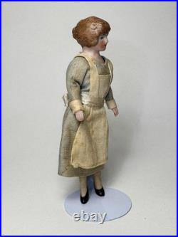 Antique German Dollhouse Miniature Maid Doll Bisque All Original 4 3/4 Antique German Dollhouse Miniature Maid Doll Bisque All Original 4 3/4