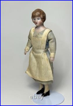 Antique German Dollhouse Miniature Maid Doll Bisque All Original 4 3/4 Antique German Dollhouse Miniature Maid Doll Bisque All Original 4 3/4