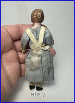Antique German Dollhouse Miniature Maid Doll Bisque All Original 4 3/4 Antique German Dollhouse Miniature Maid Doll Bisque All Original 4 3/4