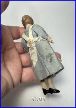 Antique German Dollhouse Miniature Maid Doll Bisque All Original 4 3/4 Antique German Dollhouse Miniature Maid Doll Bisque All Original 4 3/4