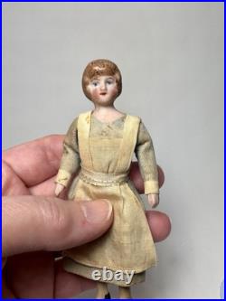 Antique German Dollhouse Miniature Maid Doll Bisque All Original 4 3/4 Antique German Dollhouse Miniature Maid Doll Bisque All Original 4 3/4