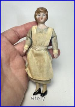 Antique German Dollhouse Miniature Maid Doll Bisque All Original 4 3/4 Antique German Dollhouse Miniature Maid Doll Bisque All Original 4 3/4