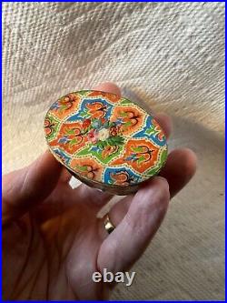 Antique German Dresden Christmas Candy Container With Flower Brocade Top