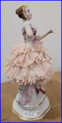 Antique German Dresden Lace Ballerina Figurine