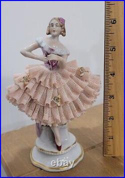 Antique German Dresden Lace Ballerina Figurine