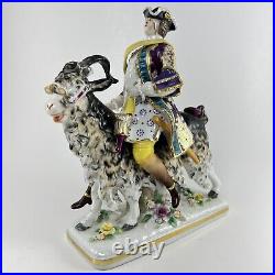 Antique German Dresden Porcelain Count Bruhl Tailor On A Goat Sitzendorf 8