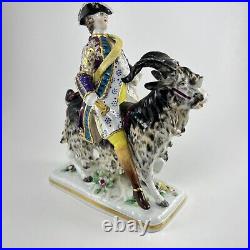 Antique German Dresden Porcelain Count Bruhl Tailor On A Goat Sitzendorf 8