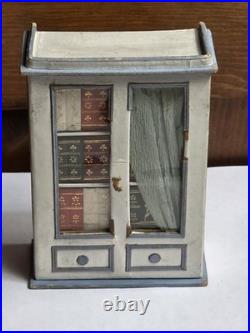 Antique German Dresden cardboard bookcase candy container dollhouse miniature