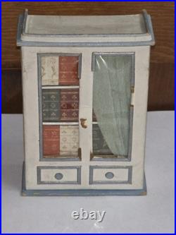 Antique German Dresden cardboard bookcase candy container dollhouse miniature