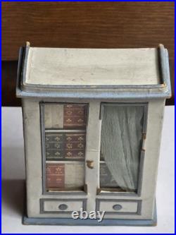 Antique German Dresden cardboard bookcase candy container dollhouse miniature
