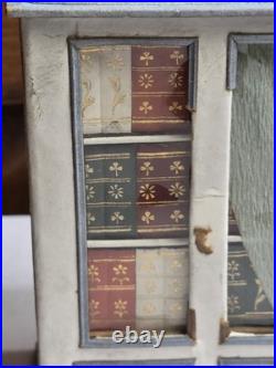 Antique German Dresden cardboard bookcase candy container dollhouse miniature