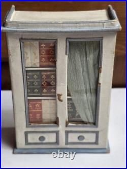 Antique German Dresden cardboard bookcase candy container dollhouse miniature