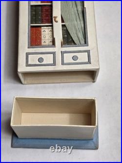 Antique German Dresden cardboard bookcase candy container dollhouse miniature
