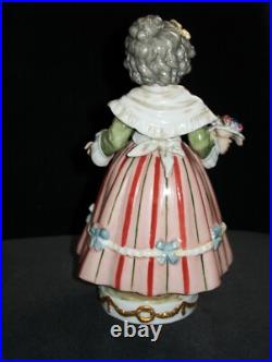 Antique German Dressel Kister Girl & Flower Bouquet Doll Rare Porcelain Figurine