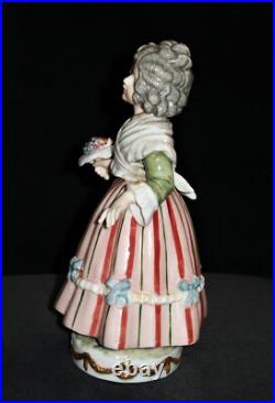 Antique German Dressel Kister Girl & Flower Bouquet Doll Rare Porcelain Figurine