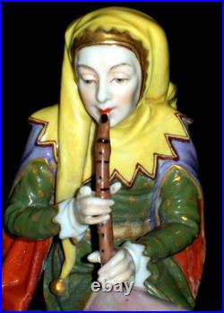 Antique German Dressel Kister Medieval Jester Musician Doll Porcelain Figurine
