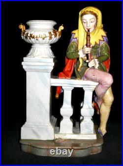 Antique German Dressel Kister Medieval Jester Musician Doll Porcelain Figurine