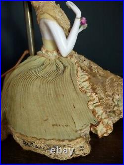 Antique German Dressel Kister Porcelain & Lace Half Doll Lamp Pin figurine